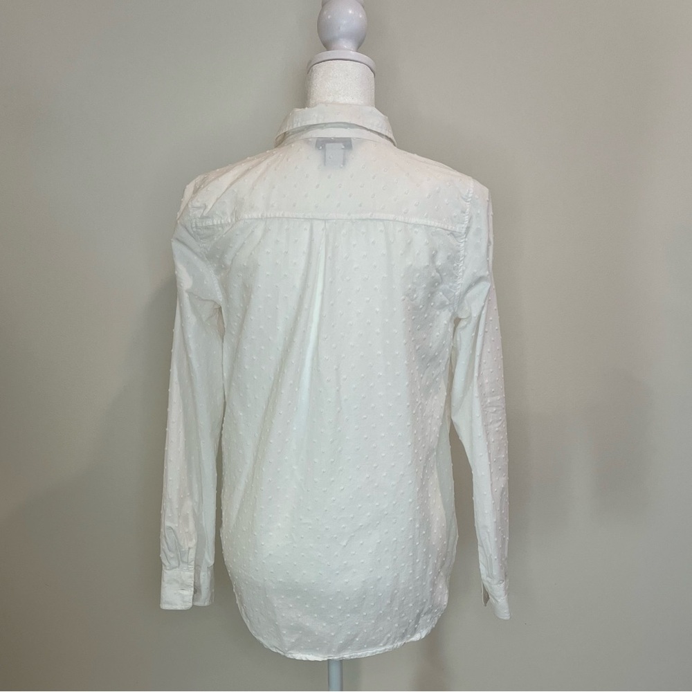 White Swiss Dot Button-Up Shirt XS - Picture 3 of 9